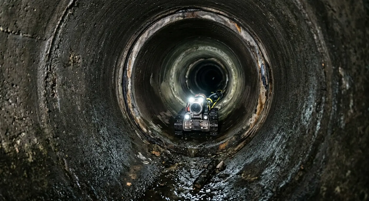 Robotic sewer camera inspecting pipe interior for Drain Snake Service in Vidor